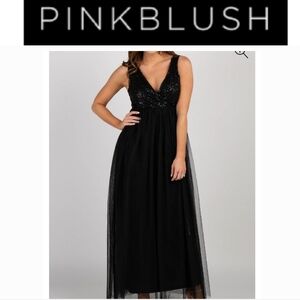 Pinkblush Black Sequin Bodice Tulle Maternity Dress